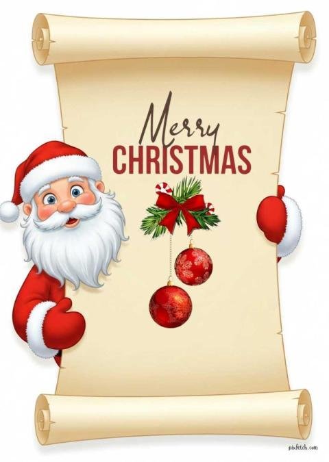 Merry christmas with friendly Santa Claus