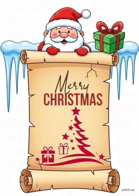 Christmas card wishes with parchment scroll