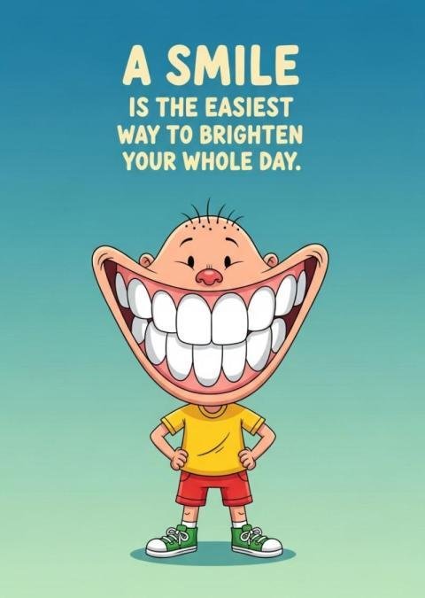Smile Is the Easiest Way to Brighten Your Day – Funny Motivational Cartoon