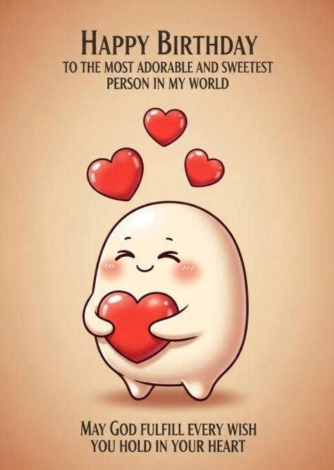 Cute Birthday Wishes Image with Hearts