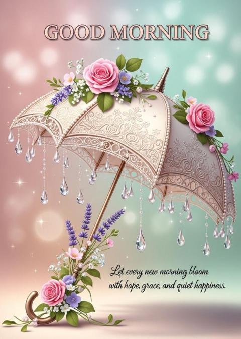 Good Morning Floral Umbrella Image