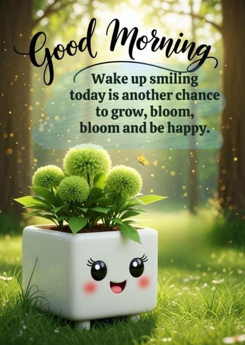 Cute Plant Pot Morning Wishes for Sharing