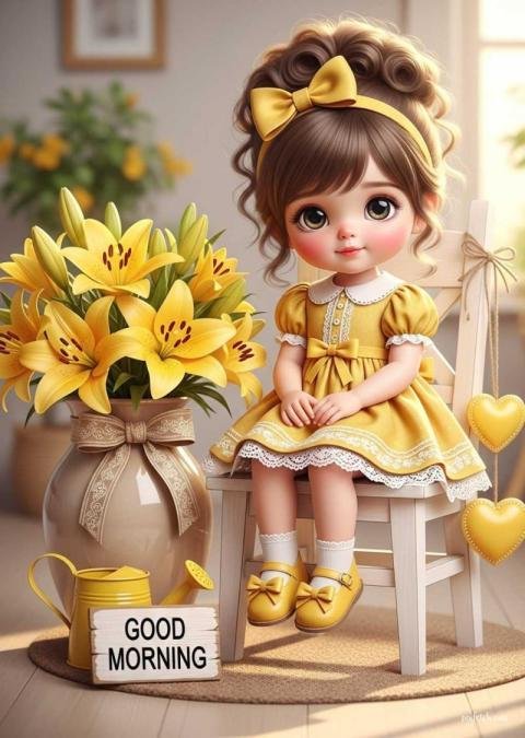 Good morning image with cute girl