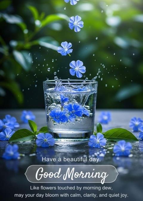 Good Morning Flowers with Dew Drops – Calm and Beautiful Day Greeting