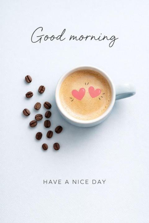 Minimal good morning coffee with heart latte art