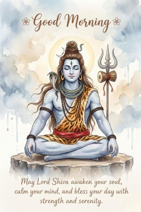 Good Morning Lord Shiva Image with Blessing Quote