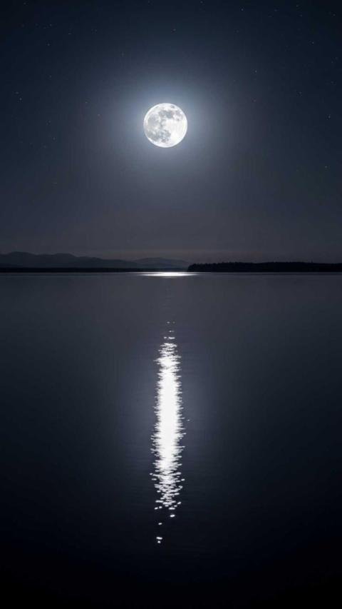 Moonlit night over calm water background
