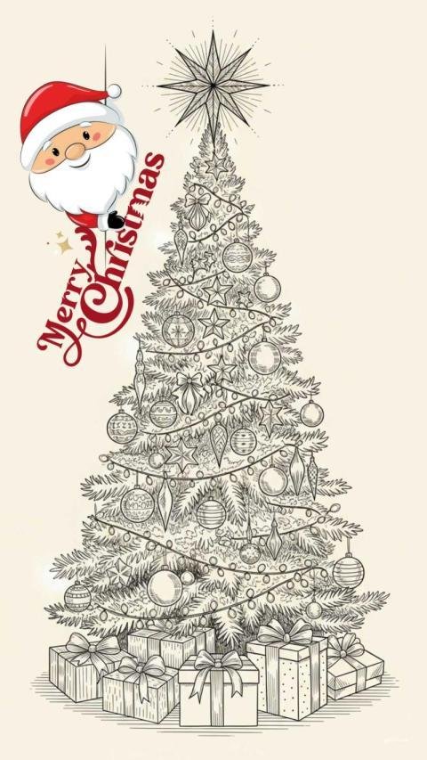 Merry Christmas wallpaper with Santa claus