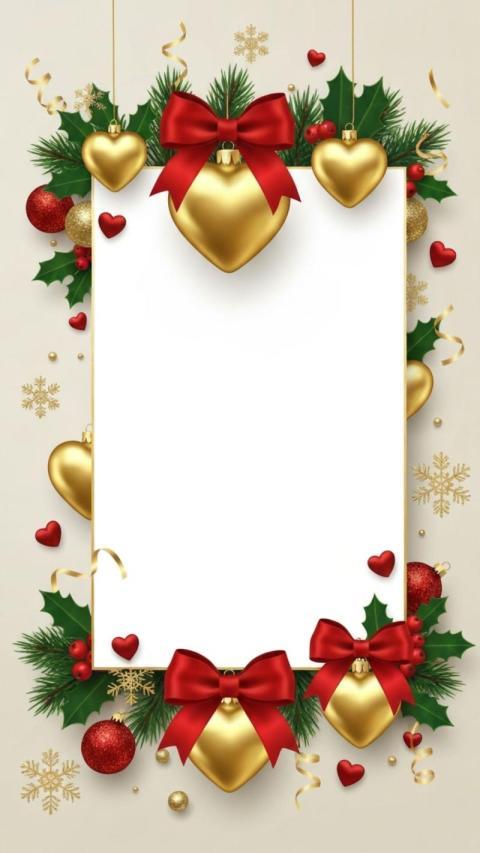 A festive Christmas themed frame with a blank white rectangular center for text