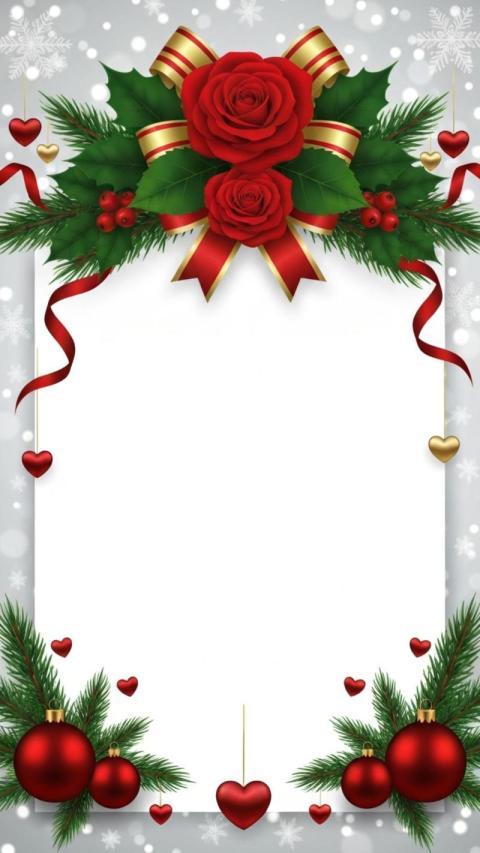 A festive holiday themed frame with a clean white blank center for text