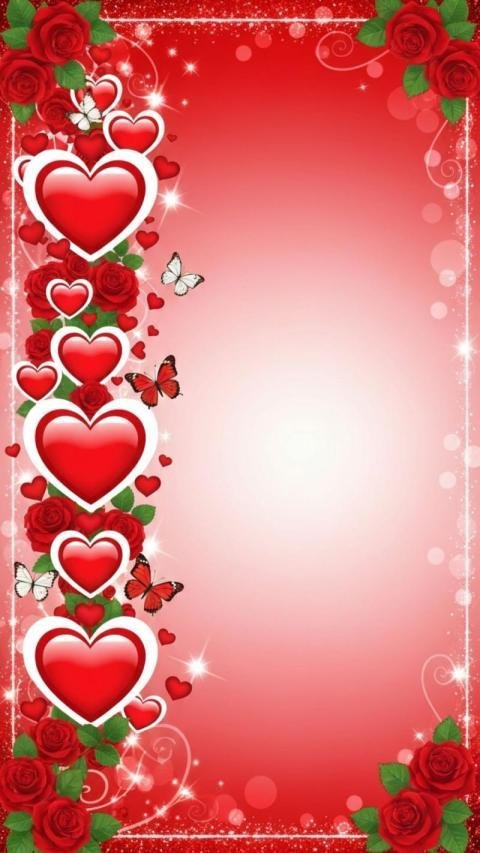 A romantic fantasy background with a glowing red and pink gradient