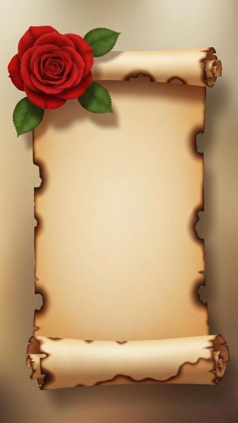 An elegant vintage parchment scroll with burnt