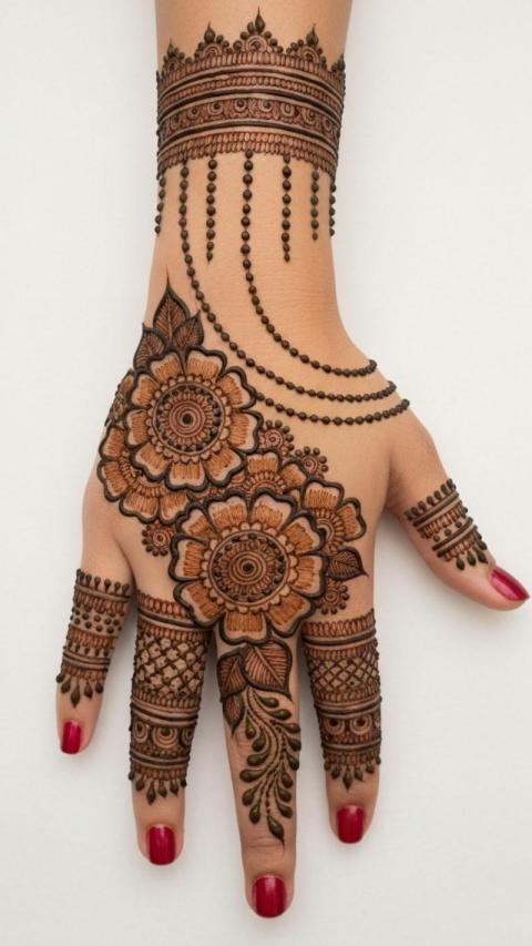 New stylish mehndi design for back hand