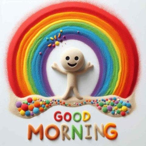 A digital illustration with a playful and whimsical feeling Good Morning wishes