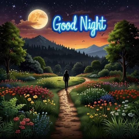 a full moon in the background and Good night wishes