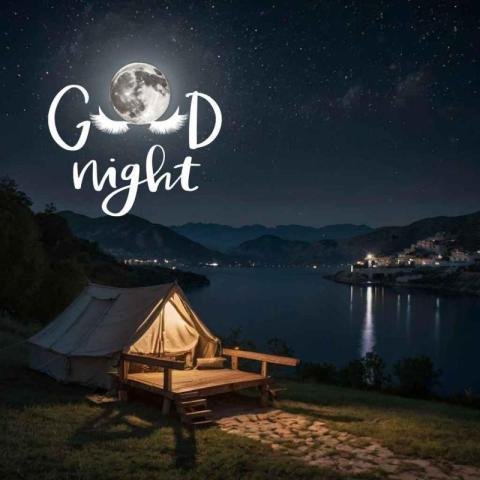 A good night scene featuring a large tent set up