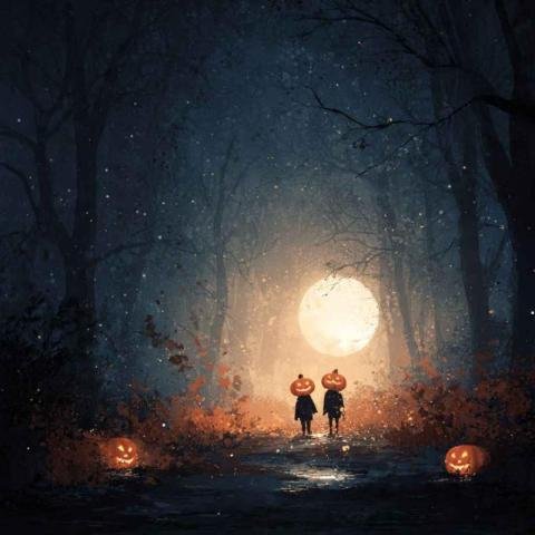 Spooky Halloween night scene