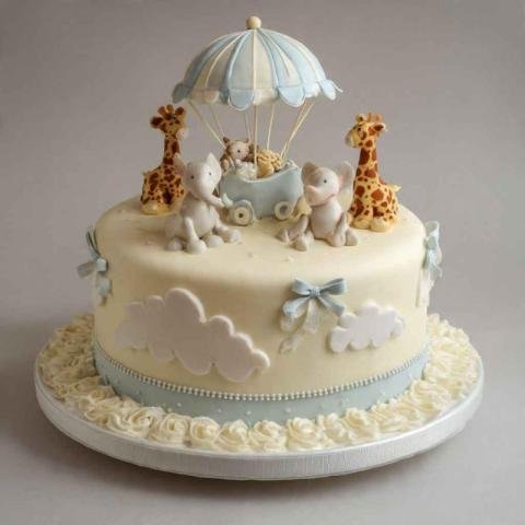 Adorable baby shower cake decorated