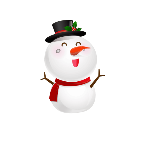 Cute Snowman png with Red Scarf and Hat