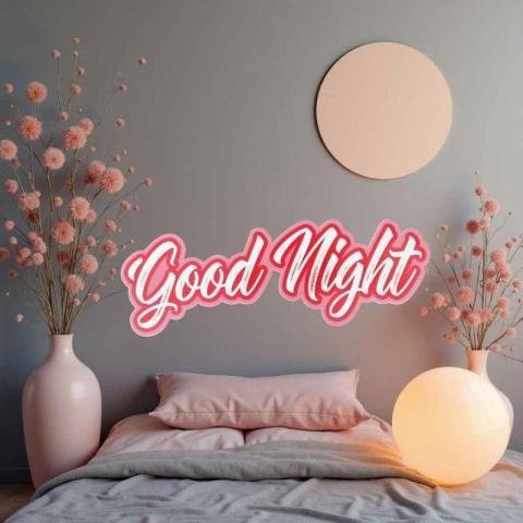 Cozy bedroom scene with good night