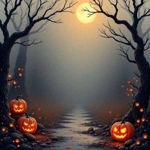 A spooky Halloween night scene background