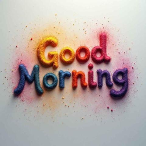 A vibrant photo realistic text Good Morning