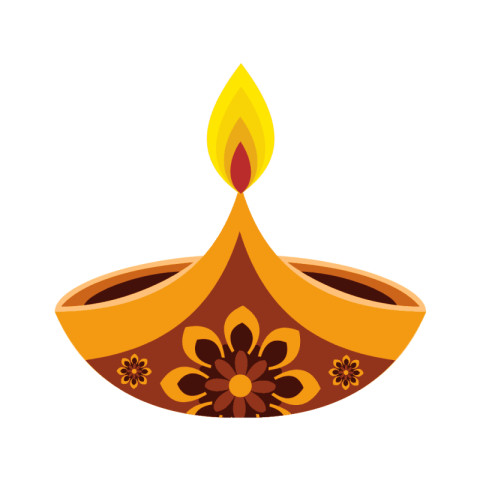 A simple flat design png of a decorative diya