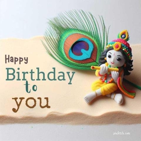 A happy birthday card with lord krishna