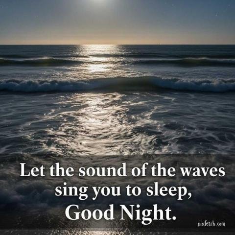 Serene ocean scene during sunset with good night wishes