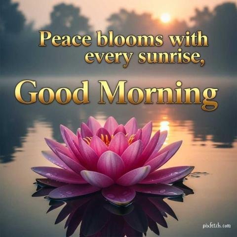 A beautiful pink lotus flower with Good morning