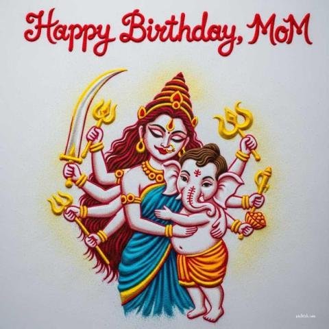 Happy birthday card with lord ganesha and ma durga