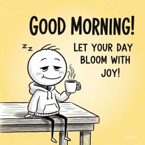 Good morning wishes with stick man coffee quotes