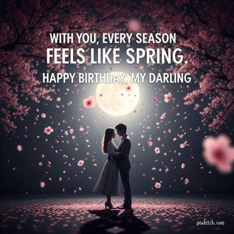 Romantic couple image with happy birthday quotes written