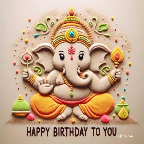 Lord Ganesh is wishing happy birthday to you on plain background