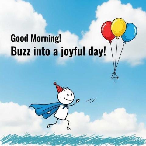 Stick figure image with motivational quotes on good morning wishes