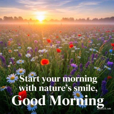 Beautiful good morning image with quotes and flowers