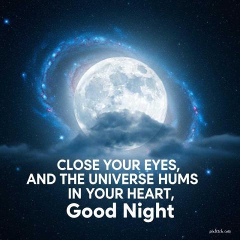 Night scene with moon and good night wishes and quotes