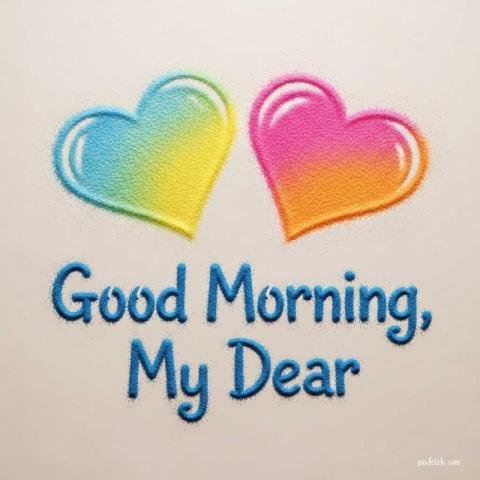 Colorful Two hearts with good morning dear wishes
