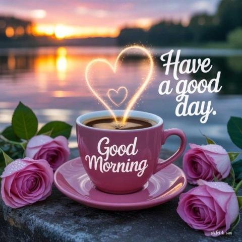 Love with coffee and morning wishes in nature image