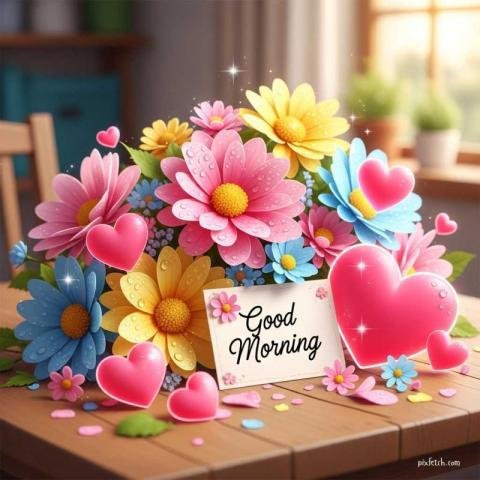 Flower bunch with Good Morning wishes