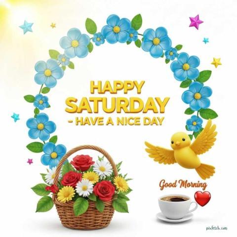 Flowers happy saturday wishes image