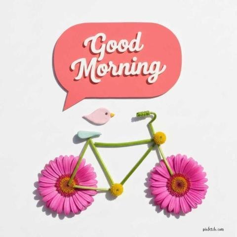 A minimal, bright, cheerful morning artwork featuring a bicycle