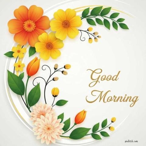 An elegant floral themed Good Morning greeting card design