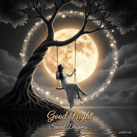 Night time fantasy scene good night wishes