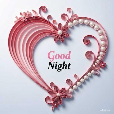 Best Good Night greeting Images For Whatsapp in a heart shape