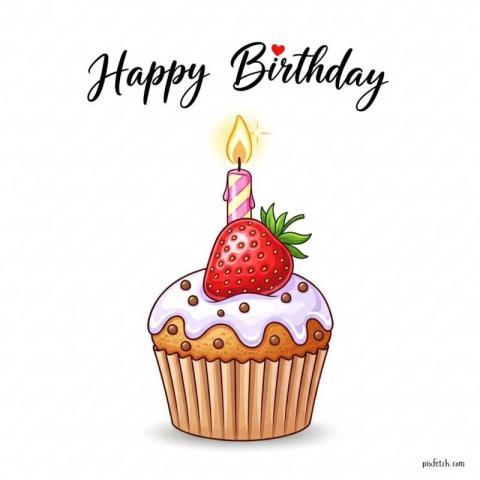 Beautiful happy birthday images free download with cupcake