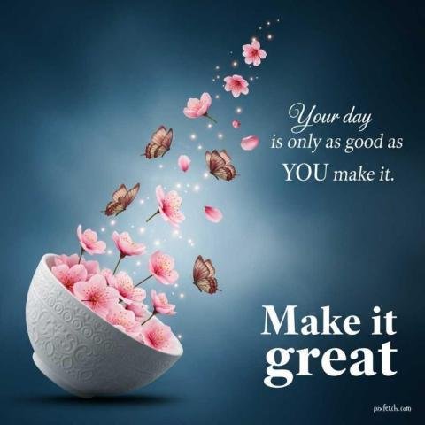 Inspirational morning quote with flowers