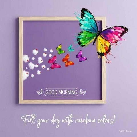a light wooden photo frame with Good morning quote