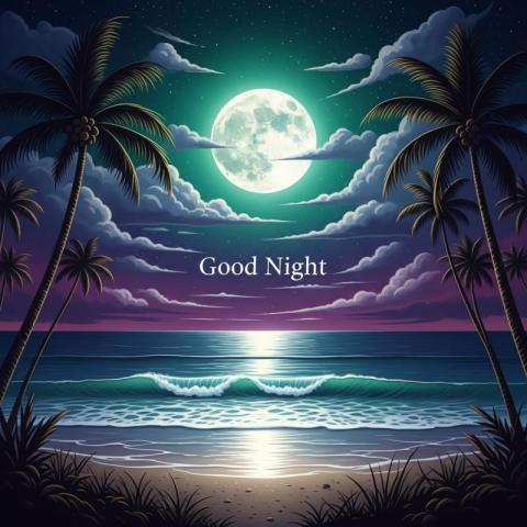 Beach scene good night wishes