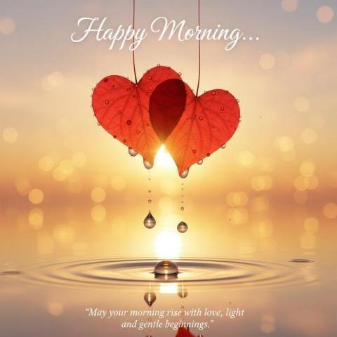 Happy Morning Love Heart Good Morning WhatsApp Wishes Image